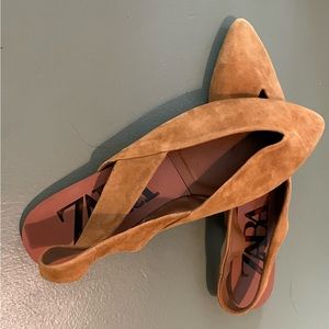 Zara suede sling back flats